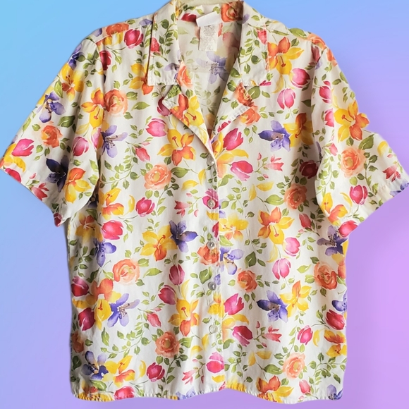 Vintage Tops - Vintage Colorful Summer Floral